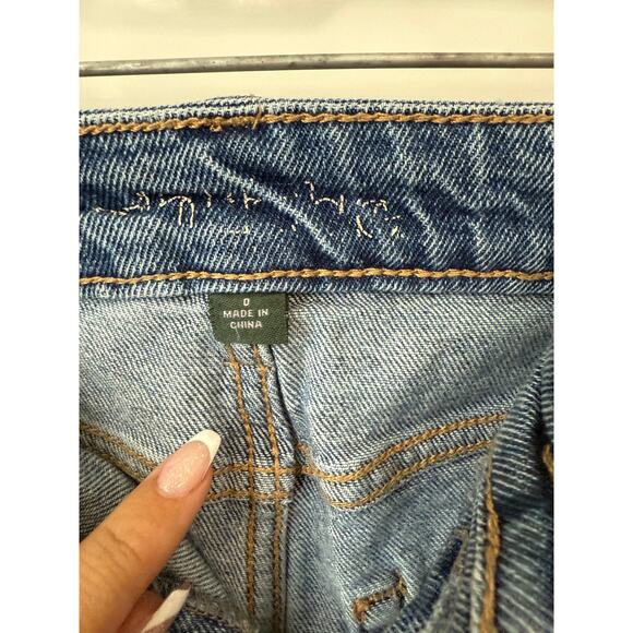 Wild Fable High Rise Straight Ankle Distressed Jeans Medium Indigo Wash Size 0 - Picture 7 of 9